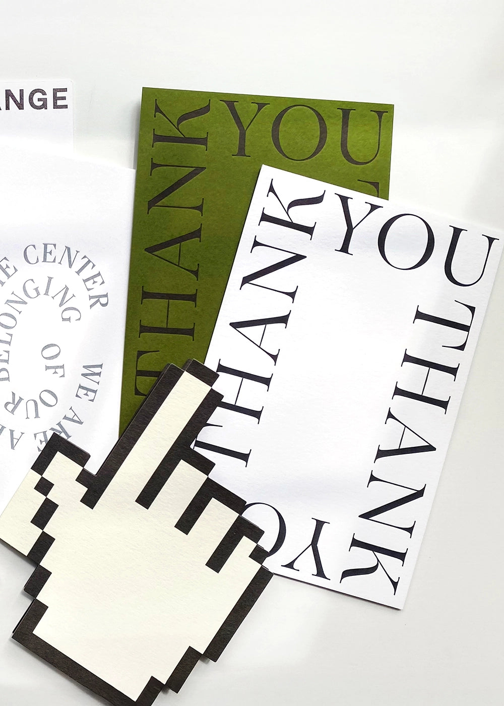 Noat greeting cards. Father's Day selections white and green thank you cards, 8 bit click, center of our belonging.