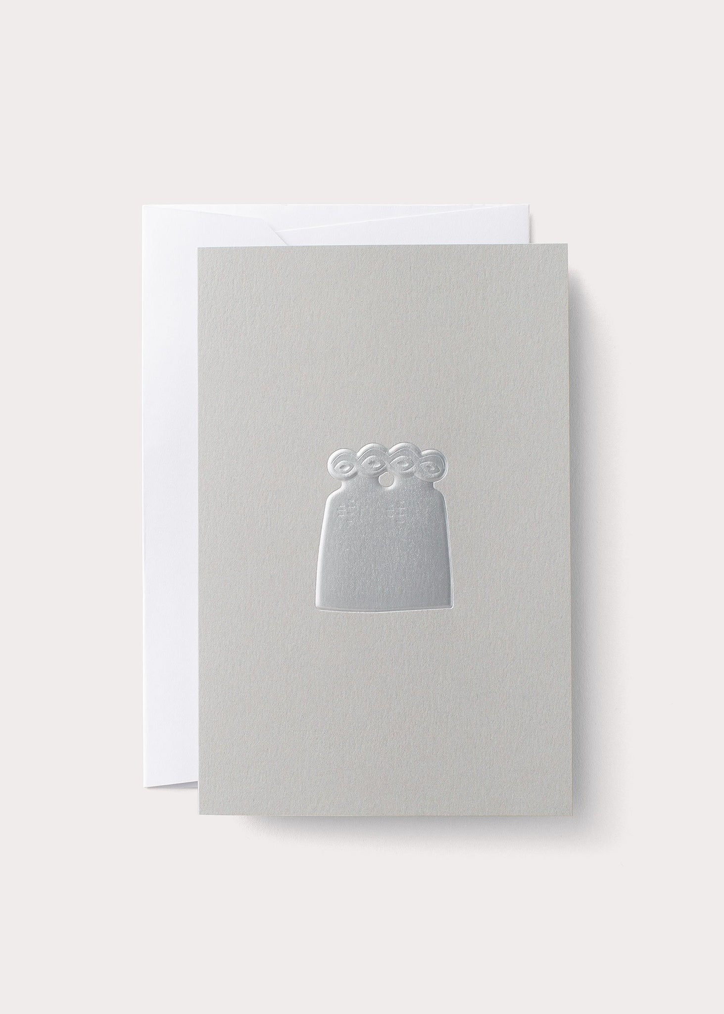 Eye Idol Amulet Greeting Card with silver foil embossed minimal design by Noat
