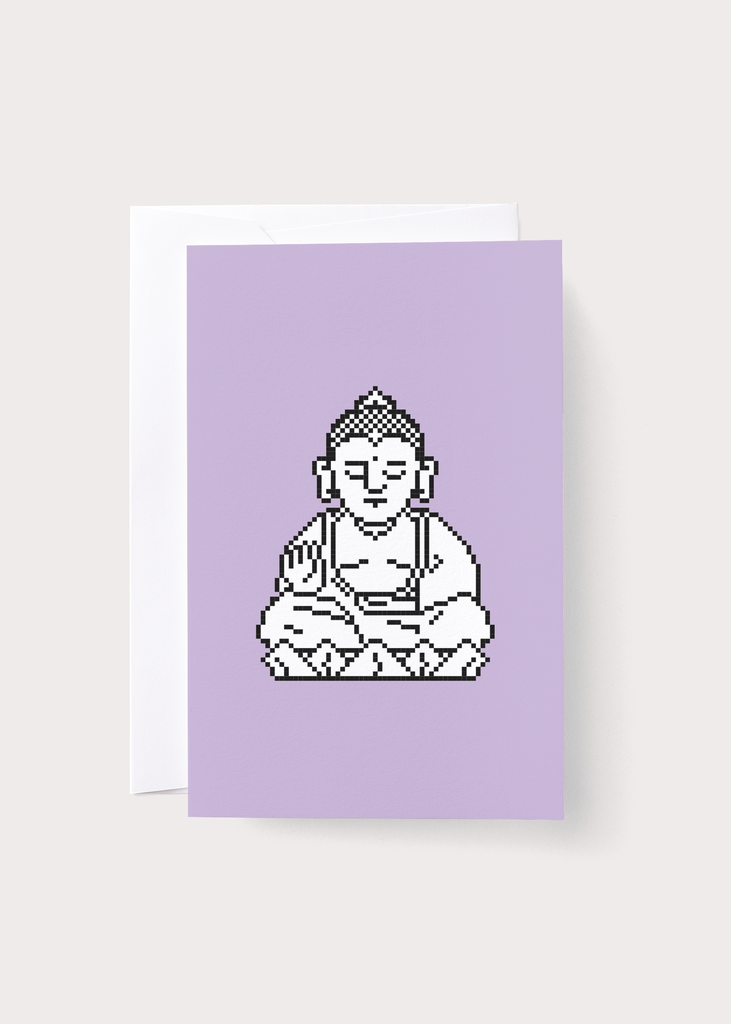 8_Bit_Grouping_Greeting_Cards_Noat Nostalgic 80's digital illustrations Lilac Purple Buddha